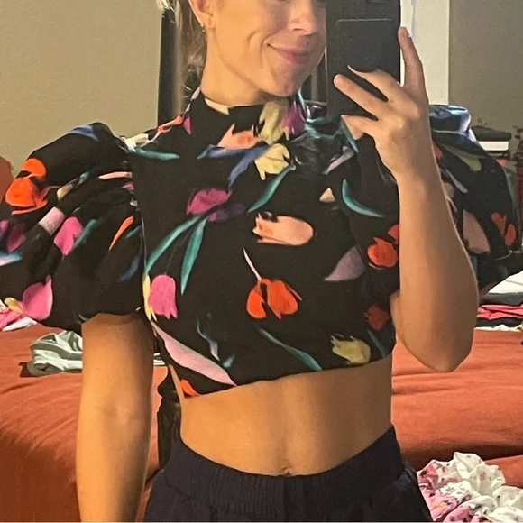 Rotate Birger Christensen Dusk Puffed Sleeve Top - Picture 5 of 6